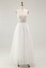Load image into Gallery viewer, White A Line Tulle Bridal Shower Dress with Embroidery