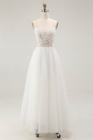 Load image into Gallery viewer, White A Line Tulle Embroidered Bridal Shower Dress