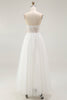 Load image into Gallery viewer, White A Line Tulle Bridal Shower Dress with Embroidery