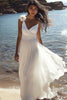 Load image into Gallery viewer, White A Line Floor Length Chiffon Engagement Dress with Flowers