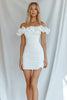 Load image into Gallery viewer, Off the Shoulder White Bodycon Graduation Dress with Ruffles