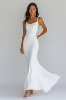 Load image into Gallery viewer, Chiffon Sheath White Spghetti Straps Engagement Dress