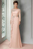 Load image into Gallery viewer, Elegant Blush Satin Sheath Mother of the Bride Dress with Long Sleeves