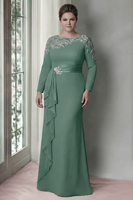 Load image into Gallery viewer, Elegant Blush Satin Plus Size Sheath Mother of the Bride Dress with Long Sleeves