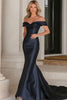 Load image into Gallery viewer, Elegant Navy Mermaid Off the Shoulder Mother of the Bride Dress