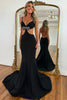 Load image into Gallery viewer, Black Satin Backless Mermaid Long Prom Dress with Bow