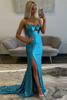 Load image into Gallery viewer, Sparkly Blue Sequin Mermaid Long Prom Dress with Slit