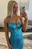 Load image into Gallery viewer, Sparkly Blue Sequin Mermaid Long Prom Dress with Slit