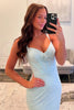 Load image into Gallery viewer, Sparkly Light Blue Sequin Corset Mermaid Long Prom Dress with Flowers