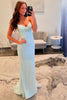 Load image into Gallery viewer, Sparkly Light Blue Sequin Corset Mermaid Long Prom Dress with Flowers
