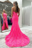 Load image into Gallery viewer, Pink Lace Mermaid Halter Corset Long Prom Dress with Slit