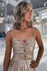 Load image into Gallery viewer, Metallic Gold A Line Sweetheart Long Prom Dress with Slit