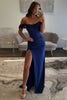 Load image into Gallery viewer, Light Blue Satin Corset Long Prom Dress with Slit