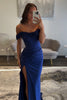 Load image into Gallery viewer, Light Blue Satin Corset Long Prom Dress with Slit
