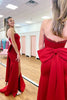Load image into Gallery viewer, Sparkly Red Satin Beaded Mermaid Long Prom Dress with Slit