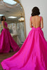 Load image into Gallery viewer, Princess Fuchsia Satin A Line Long Prom Dress with Slit
