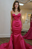 Load image into Gallery viewer, Red Satin Mermaid Long Prom Dress with Flowers