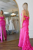 Load image into Gallery viewer, Fuchsia Satin Mermaid Long Prom Dress with Slit
