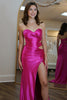 Load image into Gallery viewer, Fuchsia Satin Sweetheart Mermaid Long Prom Dress with Slit