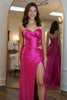 Load image into Gallery viewer, Fuchsia Satin Sweetheart Mermaid Long Prom Dress with Slit