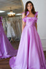 Load image into Gallery viewer, Princess Lavender Satin Ball Gown Long Prom Dress