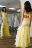 Load image into Gallery viewer, Yellow Chiffon Mermaid Long Prom Dress with Ruffles