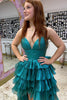 Load image into Gallery viewer, Princess Peacock Green Pleated Ball Gown High Low Prom Dress with Ruffles