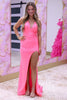 Load image into Gallery viewer, Royal Blue Satin Mermaid Long Prom Dress with Slit