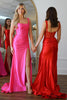 Load image into Gallery viewer, Red Satin Mermaid Corset Long Prom Dress with Slit