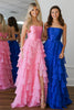 Load image into Gallery viewer, Princess Pink Chiffon A Line Long Prom Dress with Ruffles