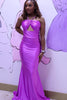 Load image into Gallery viewer, Purple Satin Spaghetti Straps Mermaid Long Prom Dress