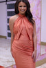 Load image into Gallery viewer, Orange Satin Ruched Mermaid Long Prom Dress
