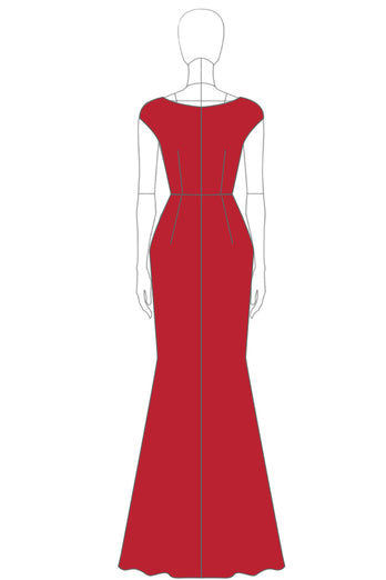 Red Scoop Sheath Long Formal Dress