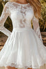Load image into Gallery viewer, A Line White Lace Long Sleeves Mini Flowy Graduation Dress