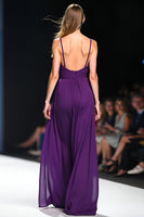 Load image into Gallery viewer, Spaghetti Straps Dark Purple Long Gala Jumpsuit