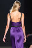 Load image into Gallery viewer, Deep V-Neck Dark Purple Ruched Long Gala Dress