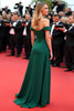 Load image into Gallery viewer, Dark Green Off the Shoulder A Line Long Gala Dress
