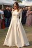 Load image into Gallery viewer, Apricot Scoop Floral A Line Long Formal Dress with Sleeves