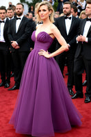 Load image into Gallery viewer, Strapless Dark Purple A Line Long Gala Dress