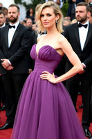 Load image into Gallery viewer, Strapless Dark Purple A Line Long Gala Dress