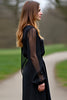 Load image into Gallery viewer, Black Scoop Column Formal Dress with Long Sleeves