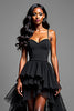 Load image into Gallery viewer, A Line Black Tiered Long Tulle Prom Dress