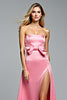 Load image into Gallery viewer, Hot Pink Bowknot Strapless Long Prom Dress with Slit