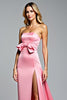 Load image into Gallery viewer, Hot Pink Bowknot Strapless Long Prom Dress with Slit