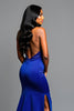 Load image into Gallery viewer, One Shoulder Sparkly Royal Blue Long Prom Dress with Slit