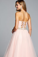 Load image into Gallery viewer, Light Pink A Line Strapless Long Prom Dress with Beading