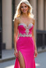 Load image into Gallery viewer, Fuchsia Mermaid Beaded Long Prom Dress with Slit
