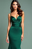 Load image into Gallery viewer, Dark Green Satin Spaghetti Straps Long Prom Dress