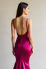 Load image into Gallery viewer, Mermaid Spaghetti Straps Fuchsia Satin Long Prom Dress