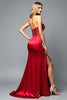 Load image into Gallery viewer, Sparkly Red Sweetheart Corset Mermaid Long Prom Dress with Slit